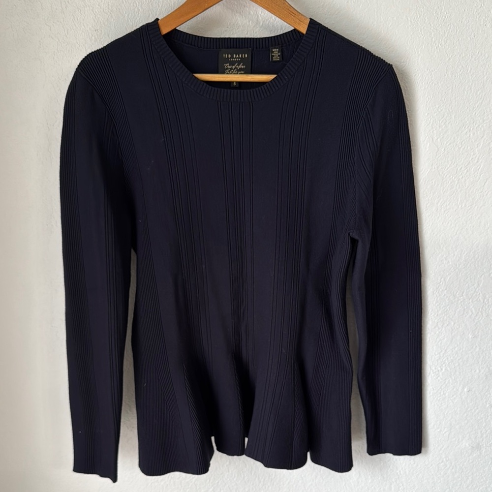 Ted Baker‎ Navy Peplum Sweater